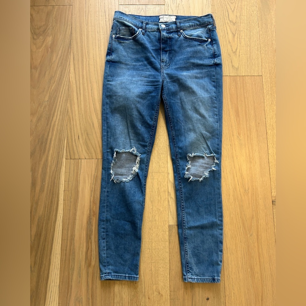Free People Stretch Skinny Jeans Medium Wash Blue Denim Women’s Size 27